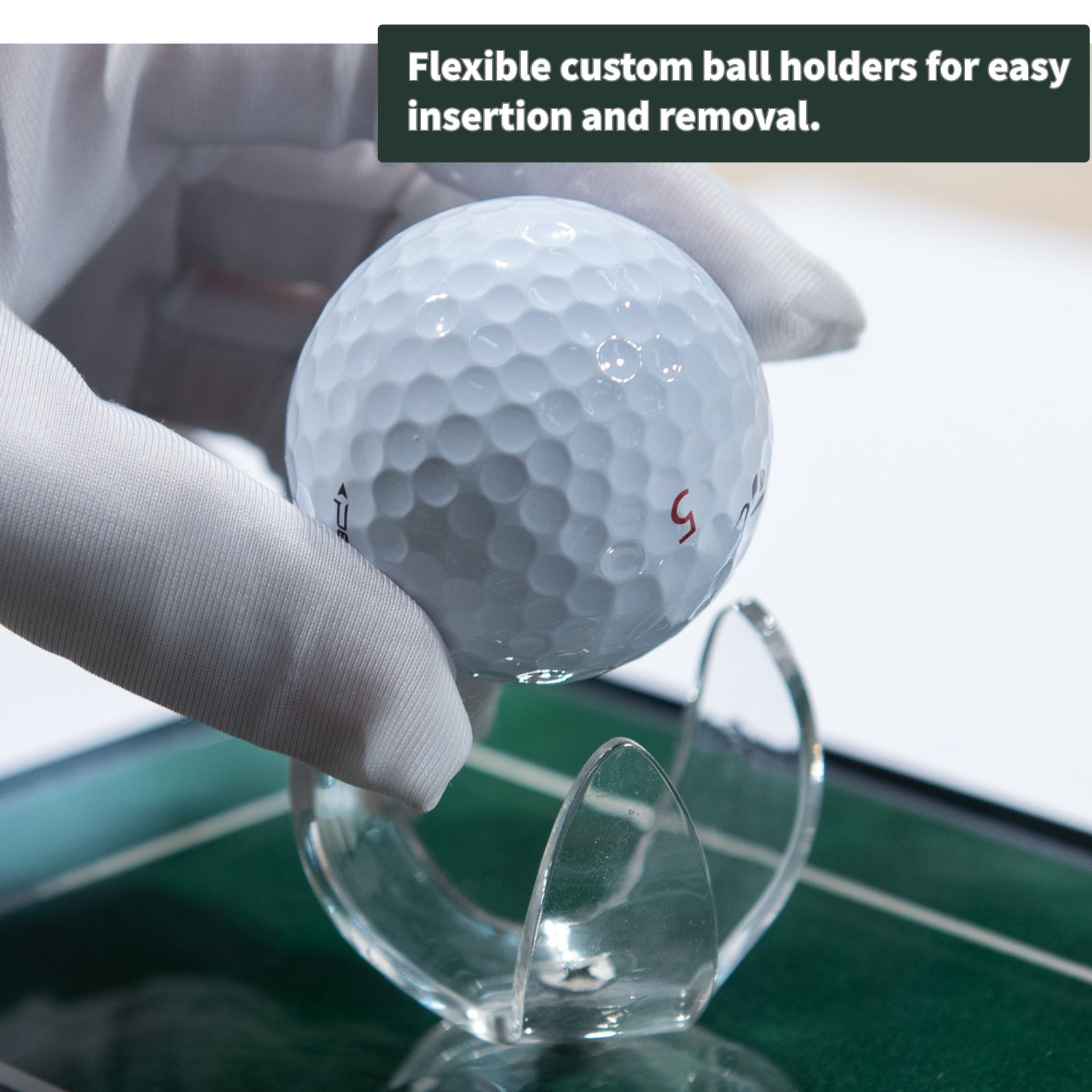 Golf Milestone Display Frame - Green Acrylic Design, Holds up to 3 Golf Balls, Customizable Plaques, 6.3x12.2inches, Balls Not Included
