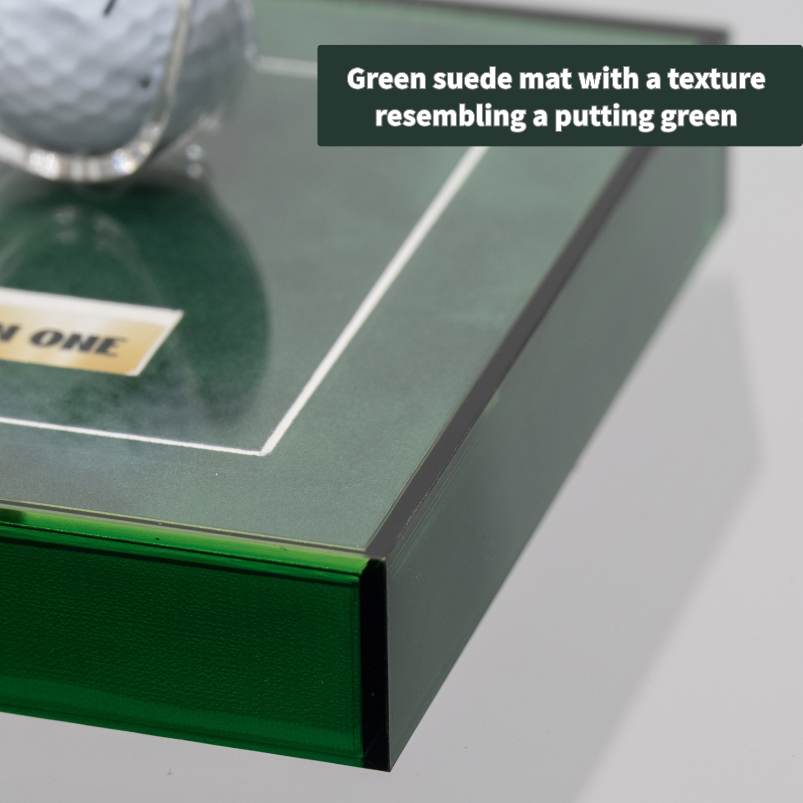 Golf Milestone Display Frame - Green Acrylic Design, Holds up to 3 Golf Balls, Customizable Plaques, 6.3x12.2inches, Balls Not Included