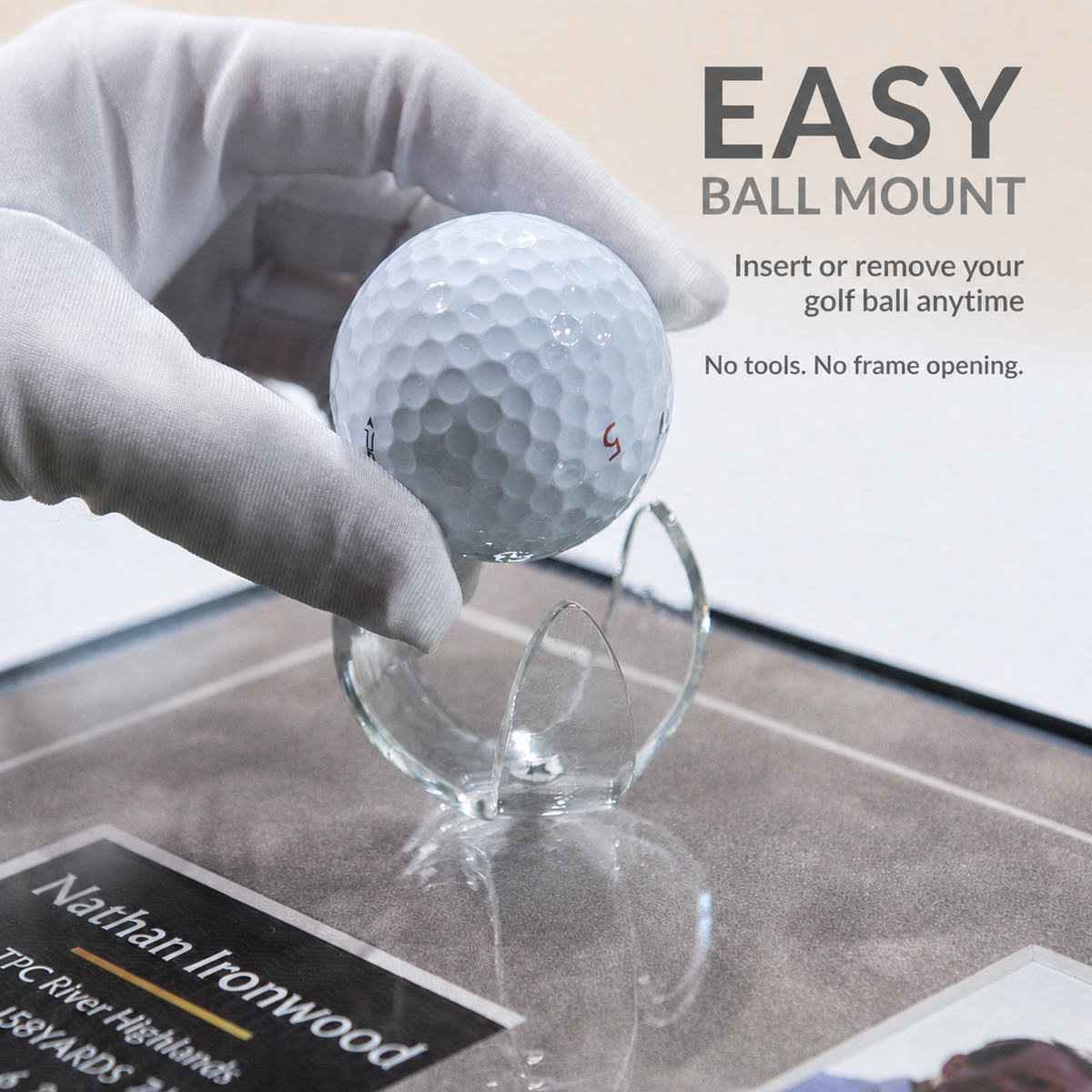 Light Gray personalized hole-in-one golf ball display product image 3