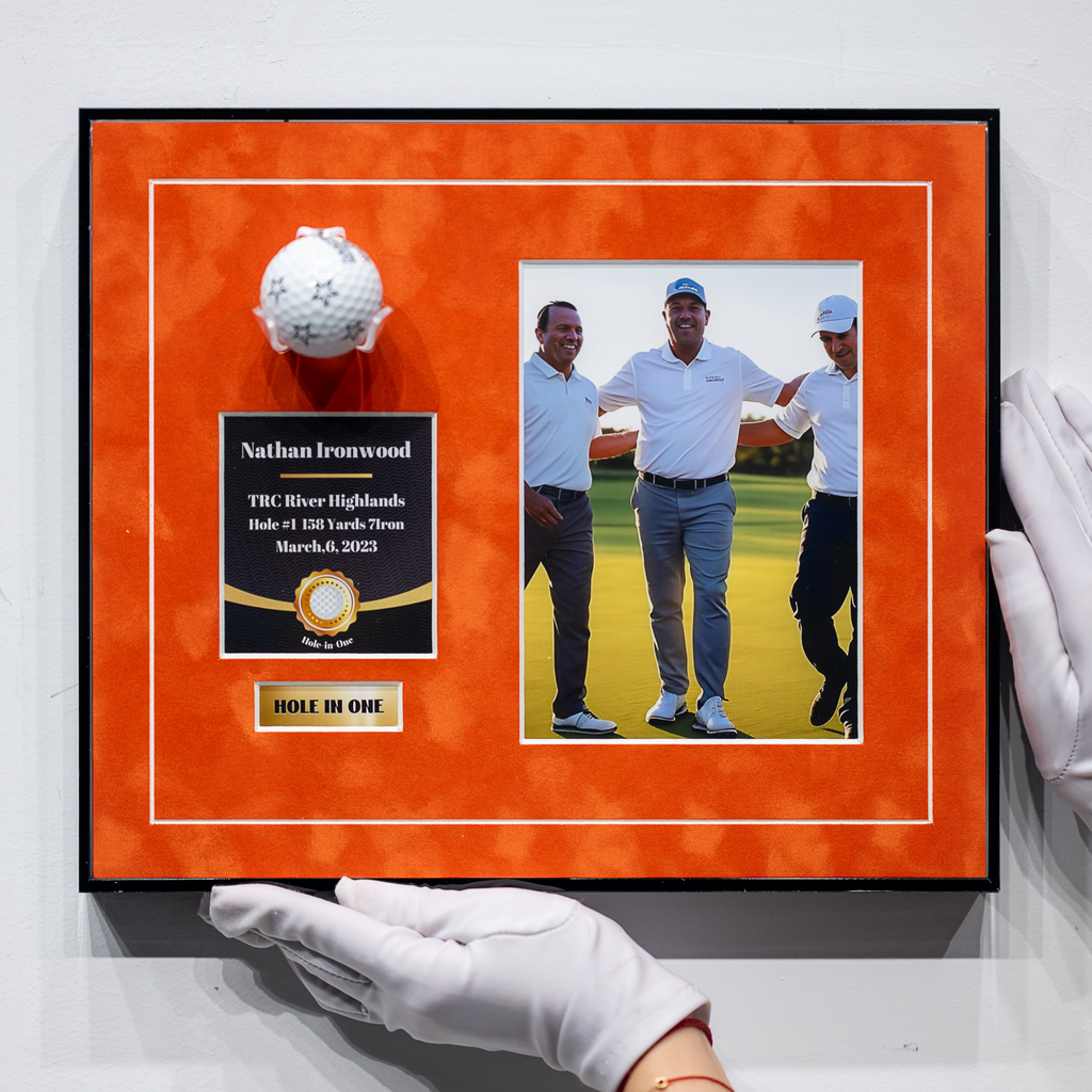 Orange personalized hole-in-one golf ball display product image 7